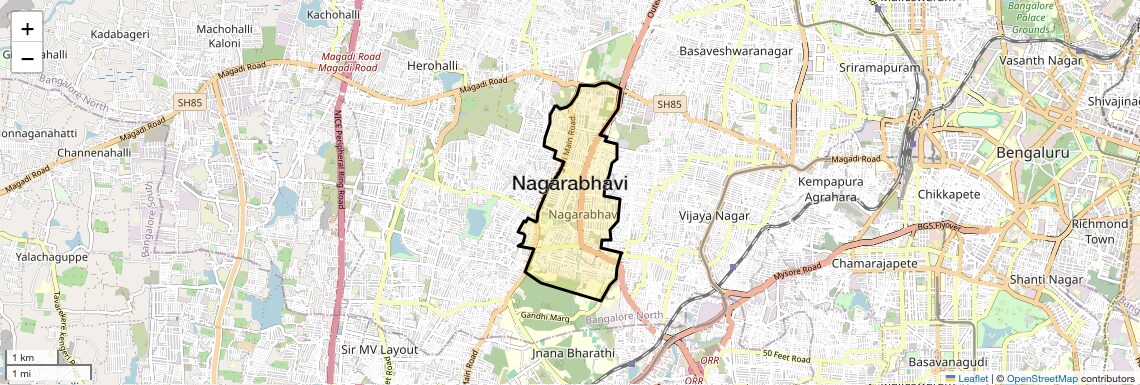 Location Map of Nagarabhavi, Bangalore