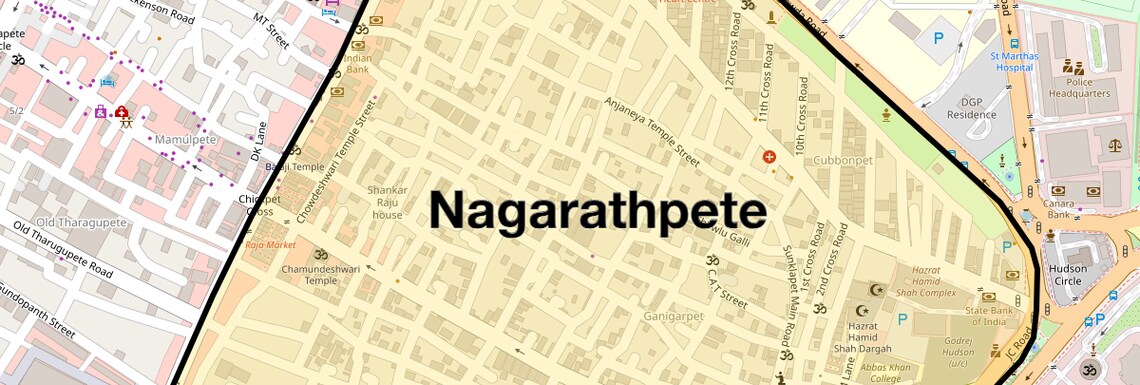 Location Map of Nagarathpete, Bangalore