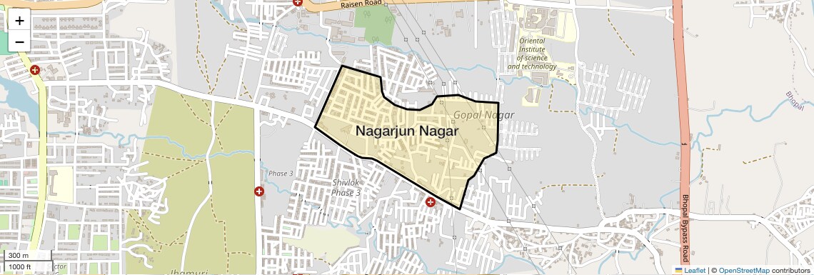 Location Map of Nagarjun Nagar, Bhopal