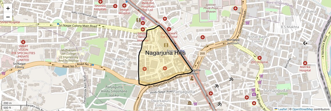 Location Map of Nagarjuna Hills, Hyderabad