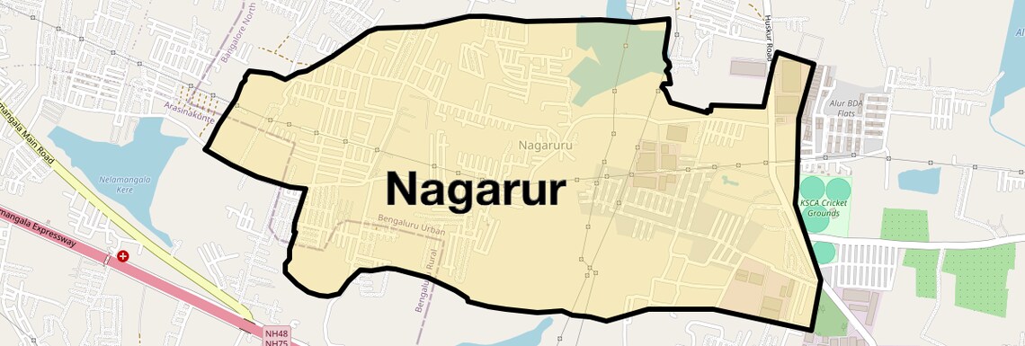 Location Map of Nagarur, Bangalore