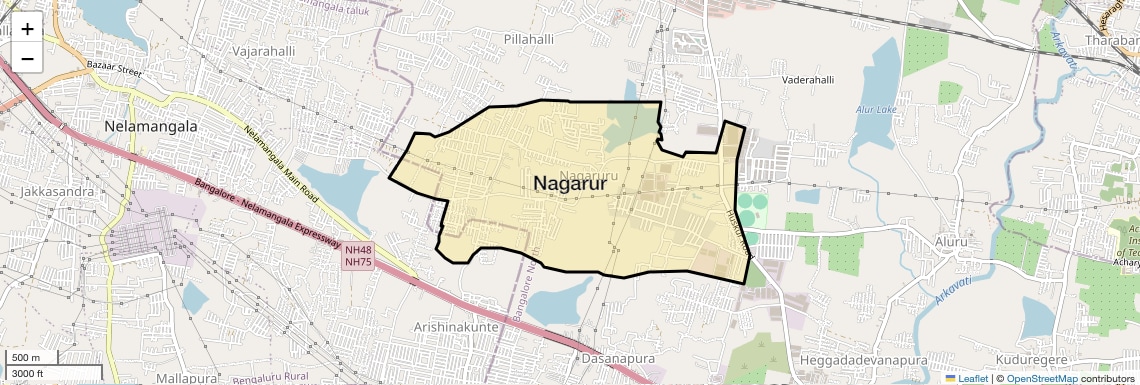 Location Map of Nagarur, Bangalore