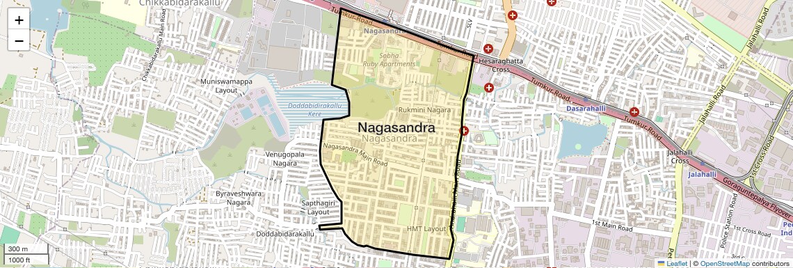 Location Map of Nagasandra, Bangalore