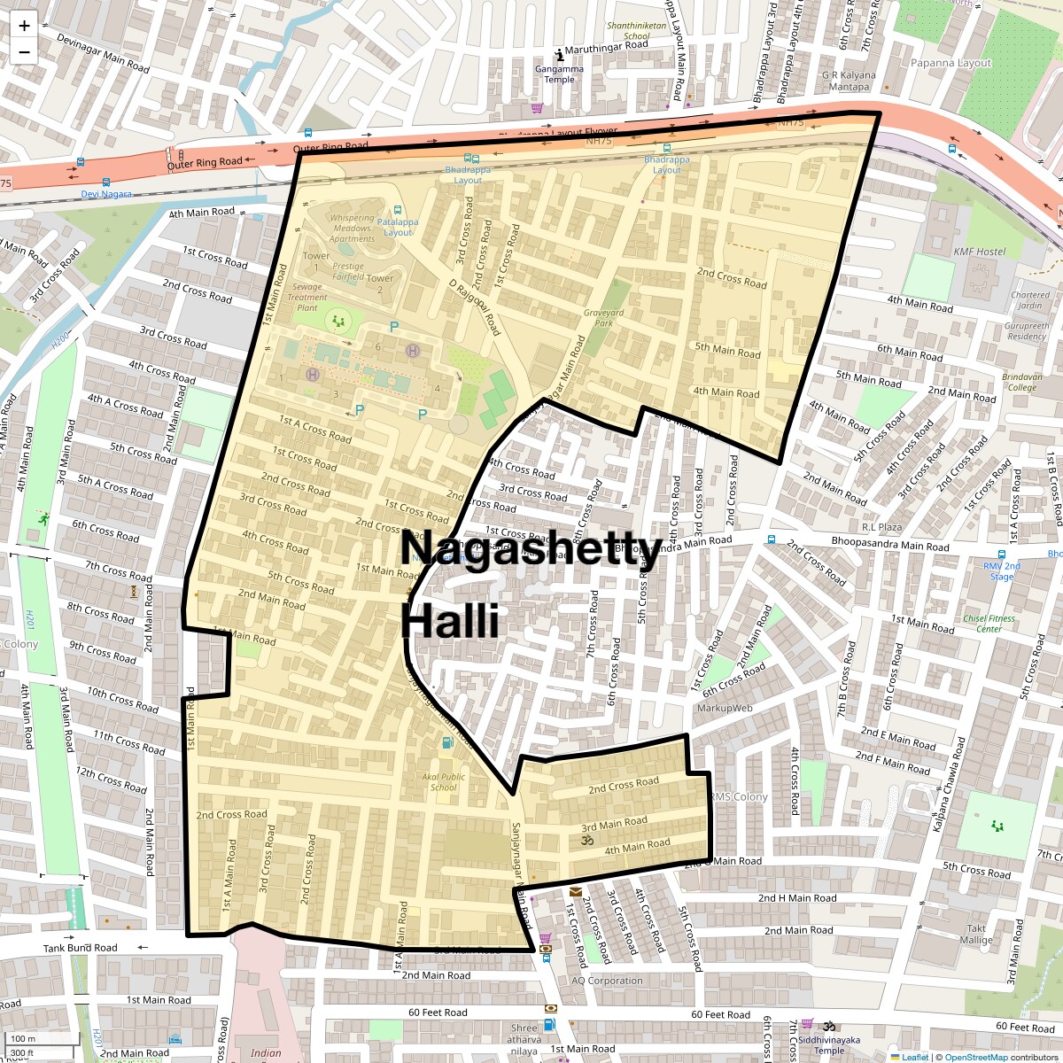 Location Map of Nagashetty Halli, Bangalore