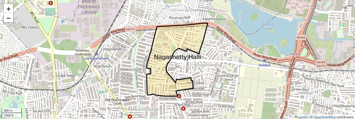 Location Map of Nagashetty Halli, Bangalore