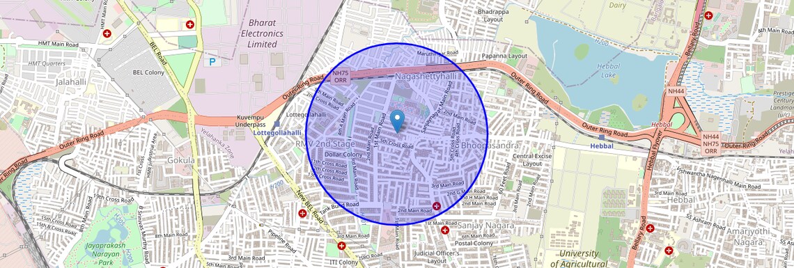 Location Map of Nagashetty Halli, Bangalore