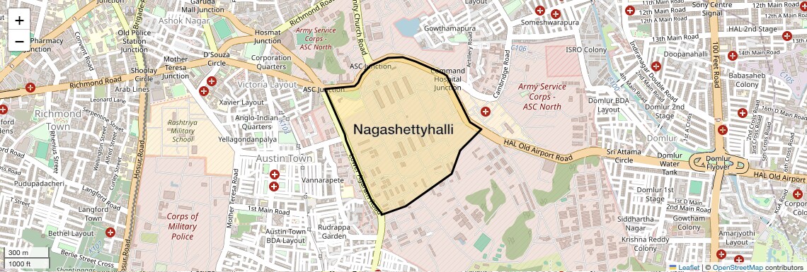 Location Map of Nagashettyhalli, Bangalore