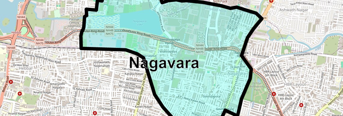 Location Map of Nagavara, Bangalore