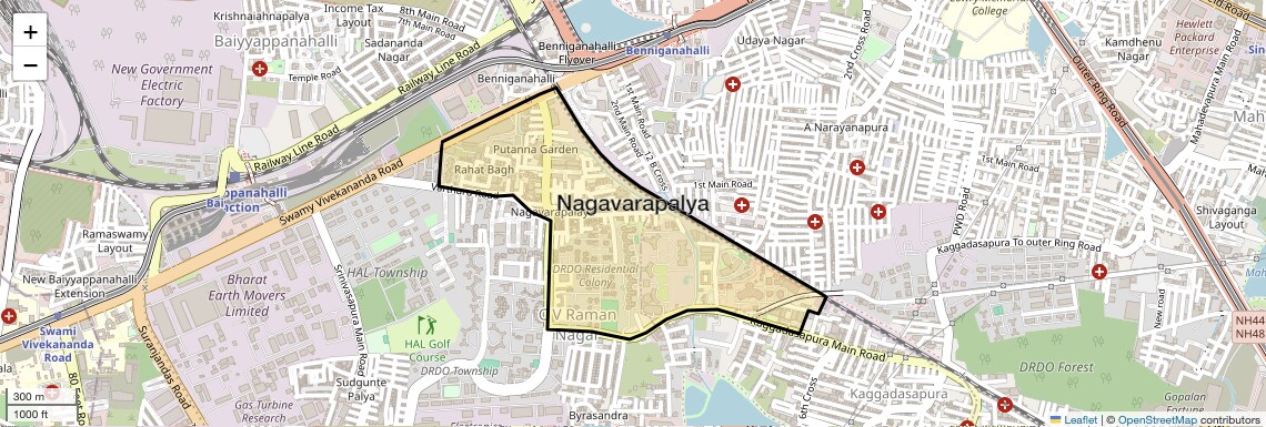 Location Map of Nagavarapalya, Bangalore