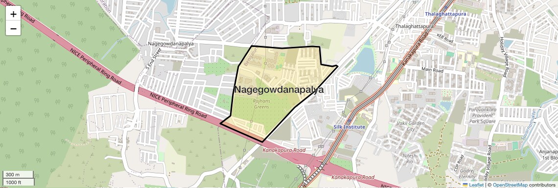 Location Map of Nagegowdanapalya, Bangalore