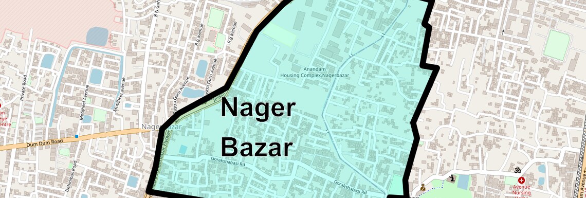 Location Map of Nager Bazar, Kolkata