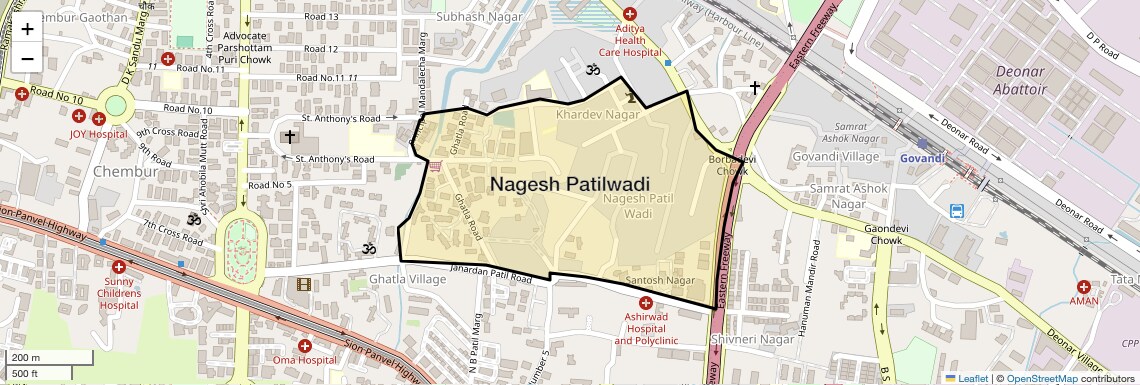 Location Map of Nagesh Patilwadi, Mumbai