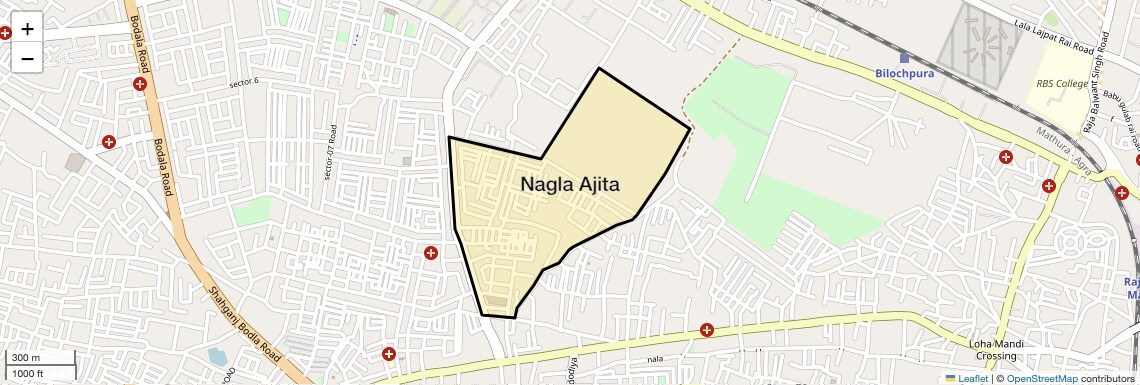 Location Map of Nagla Ajita, Agra