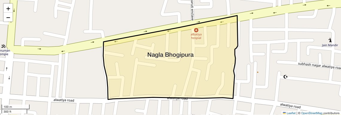 Location Map of Nagla Bhogipura, Agra