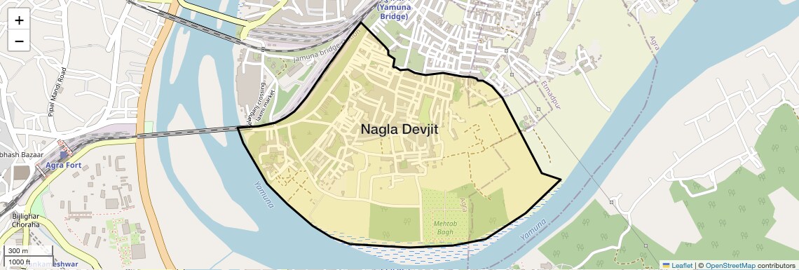 Location Map of Nagla Devjit, Agra