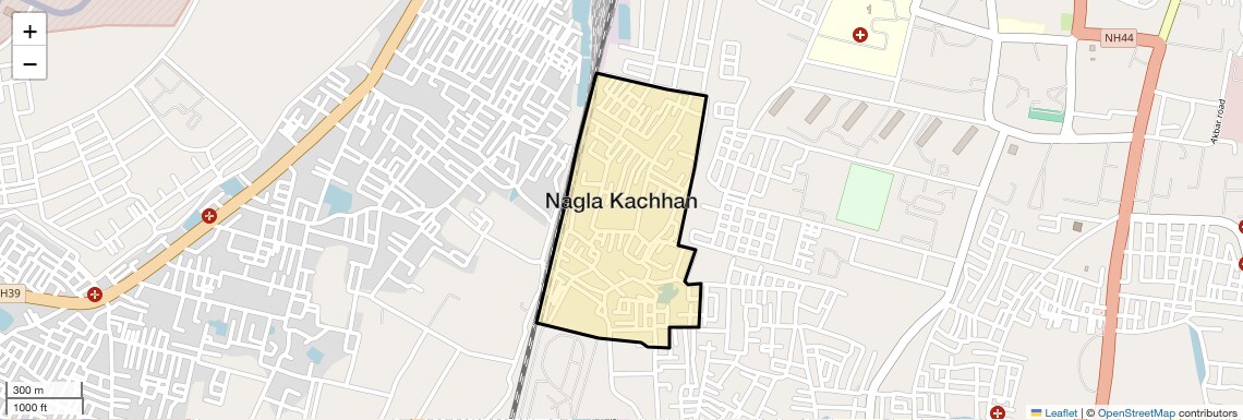 Location Map of Nagla Kachhan, Agra