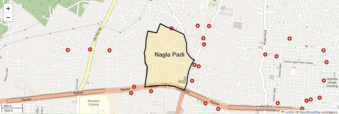 Location Map of Nagla Padi, Agra
