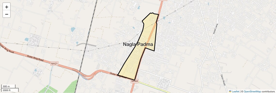 Location Map of Nagla Padma, Agra