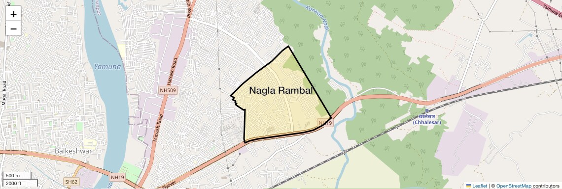 Location Map of Nagla Rambal, Agra