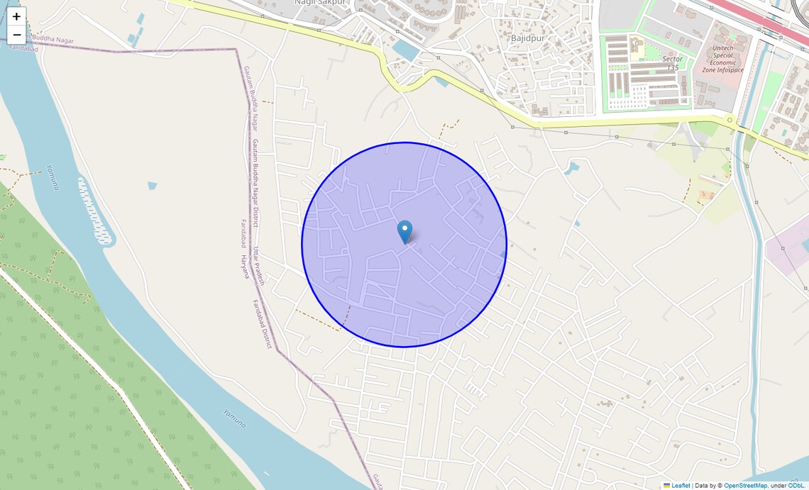 Location Map of Nagli Bahrampur, Noida