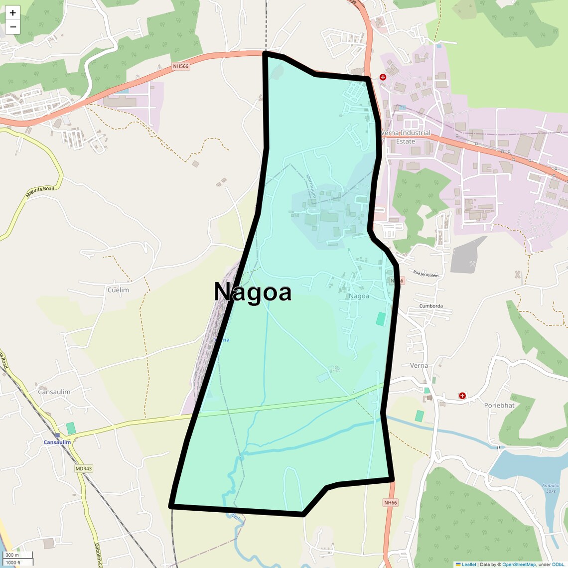 Location Map of Nagoa, Goa