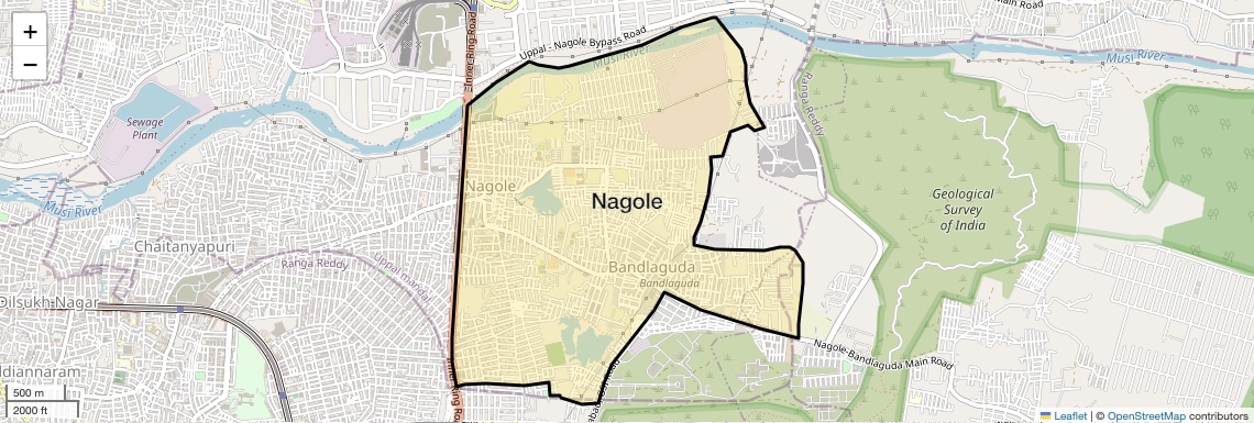 Location Map of Nagole, Hyderabad