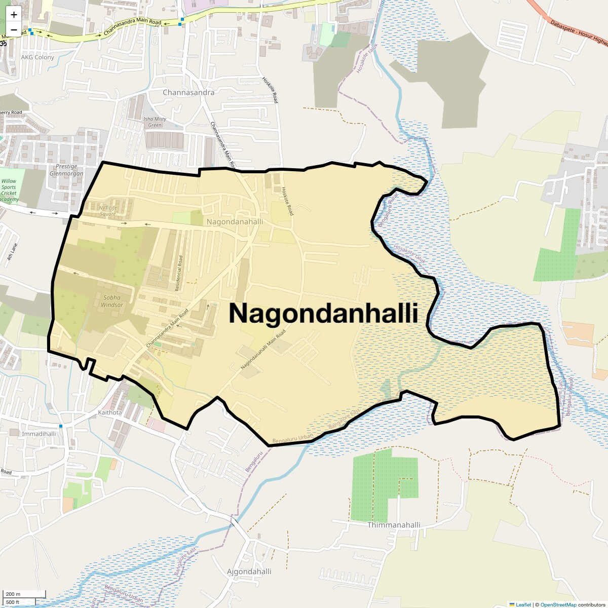 Location Map of Nagondanhalli, Bangalore