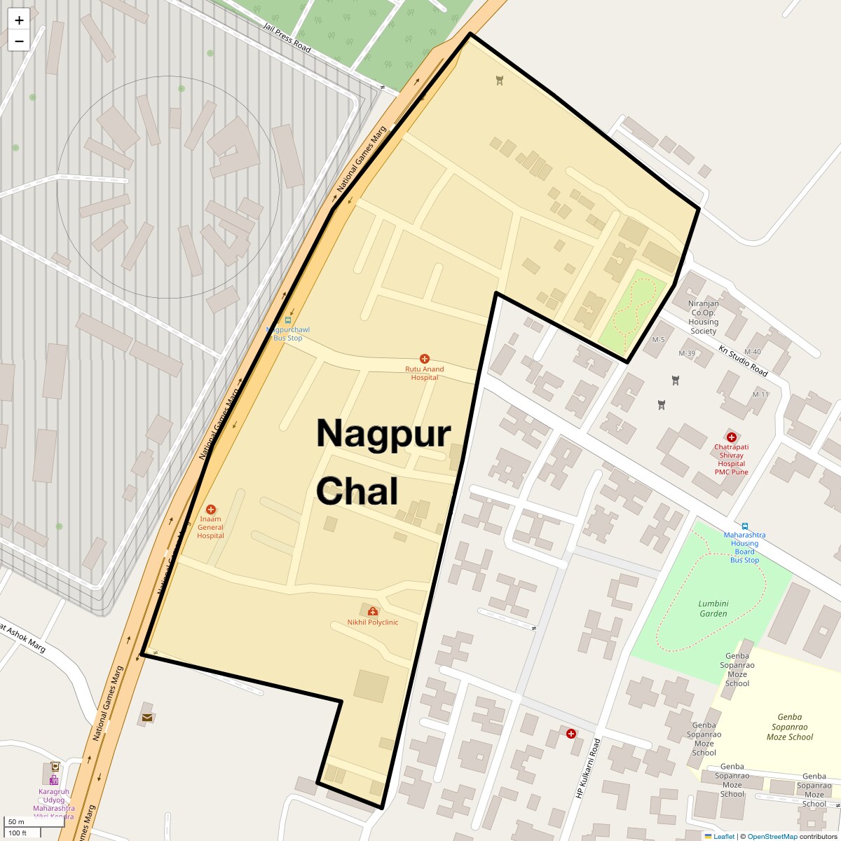 Location Map of Nagpur Chal, Pune