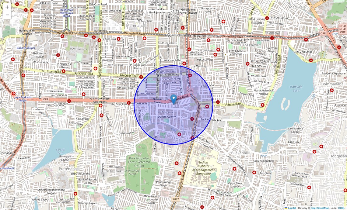 Location Map of Nagvarpalya Main Road, Bangalore
