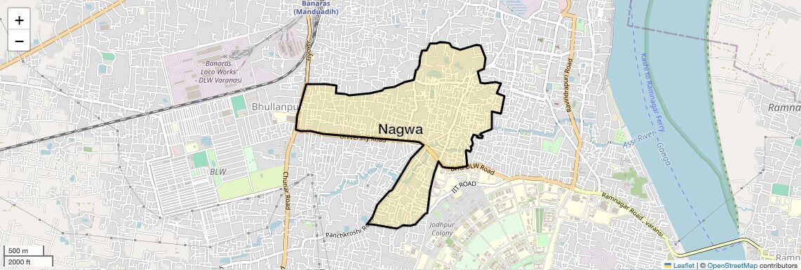 Location Map of Nagwa, Varanasi