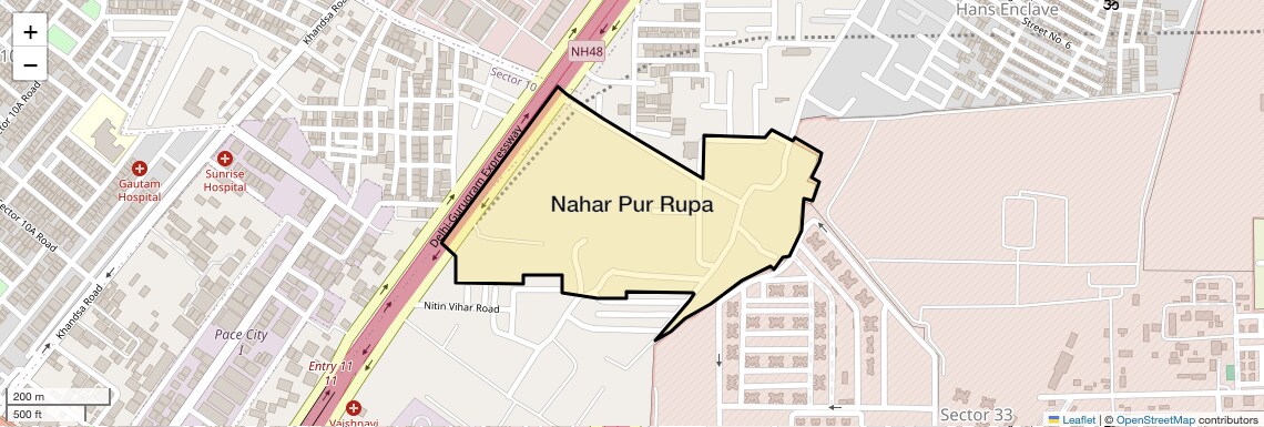 Location Map of Nahar Pur Rupa, Gurgaon