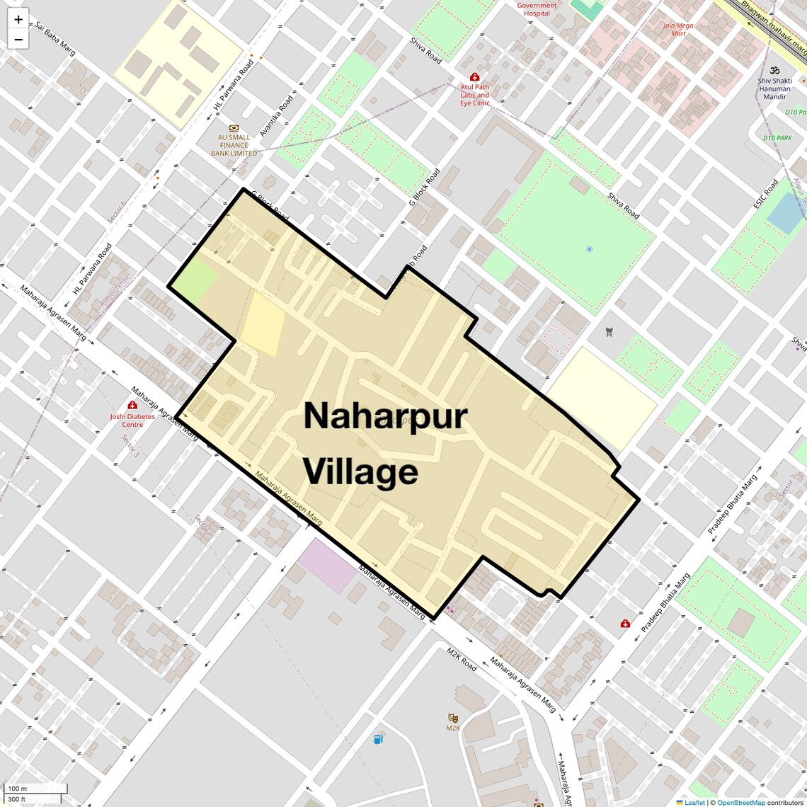 Location Map of Naharpur Village, Delhi