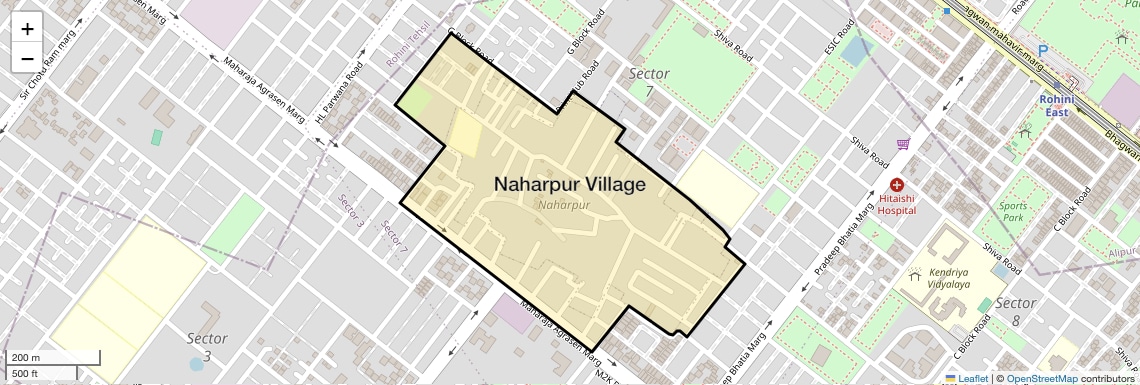 Location Map of Naharpur Village, Delhi