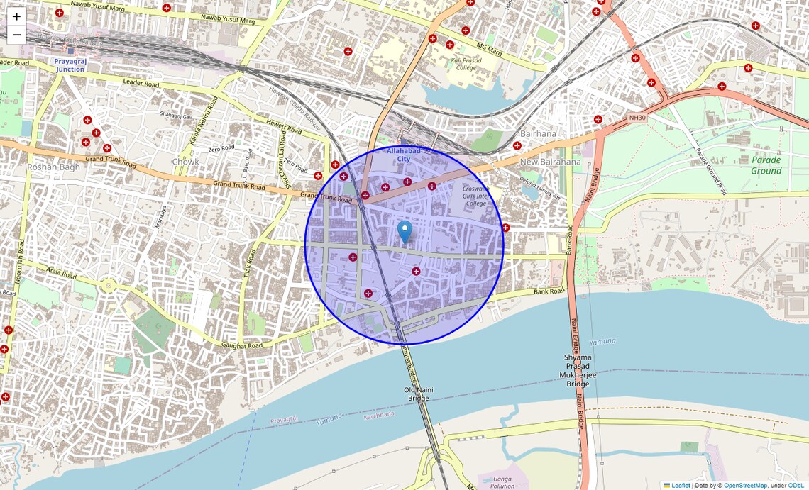 Location Map of Nai Basti, Allahabad