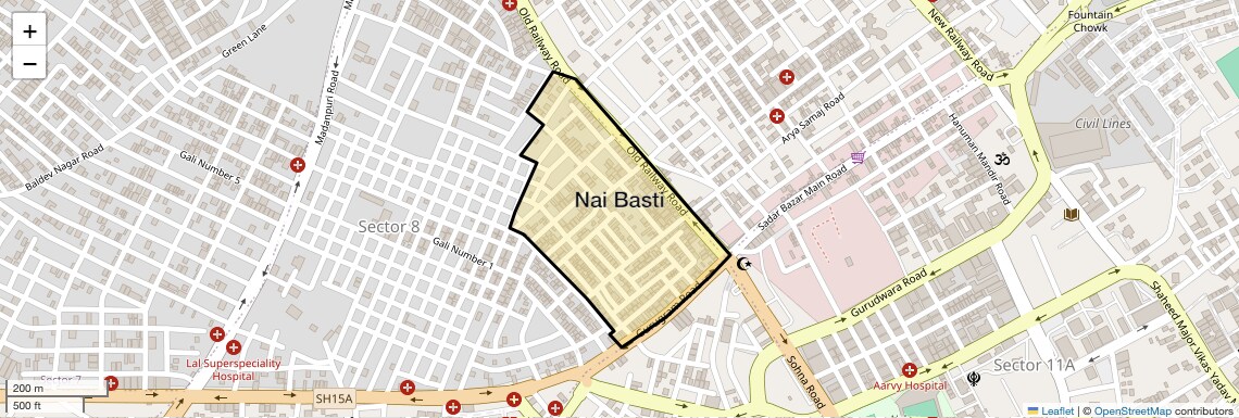 Location Map of Nai Basti, Gurgaon