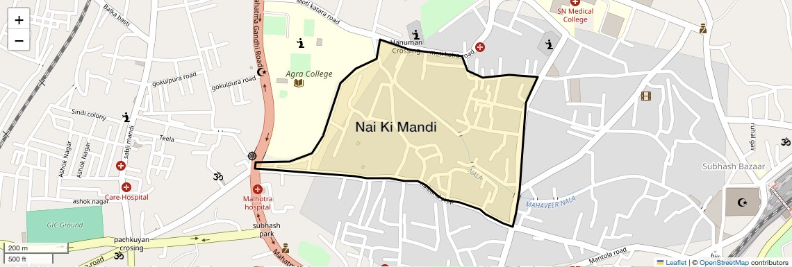 Location Map of Nai ki Mandi, Agra