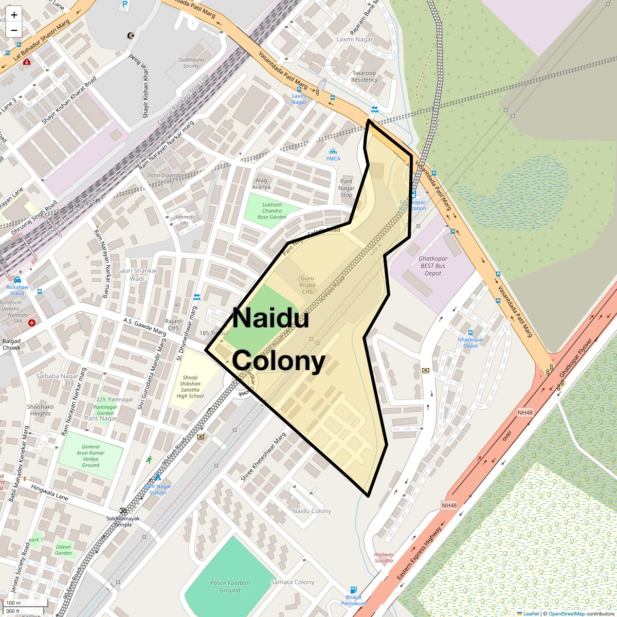 Location Map of Naidu Colony, Mumbai