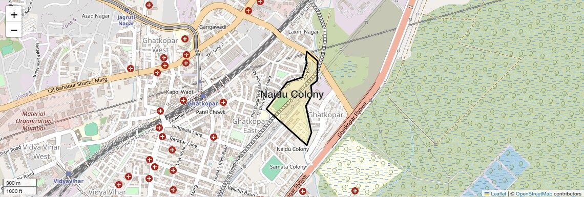 Location Map of Naidu Colony, Mumbai