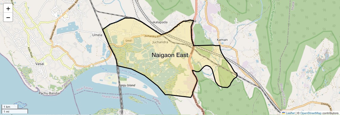 Location Map of Naigaon East, Palghar