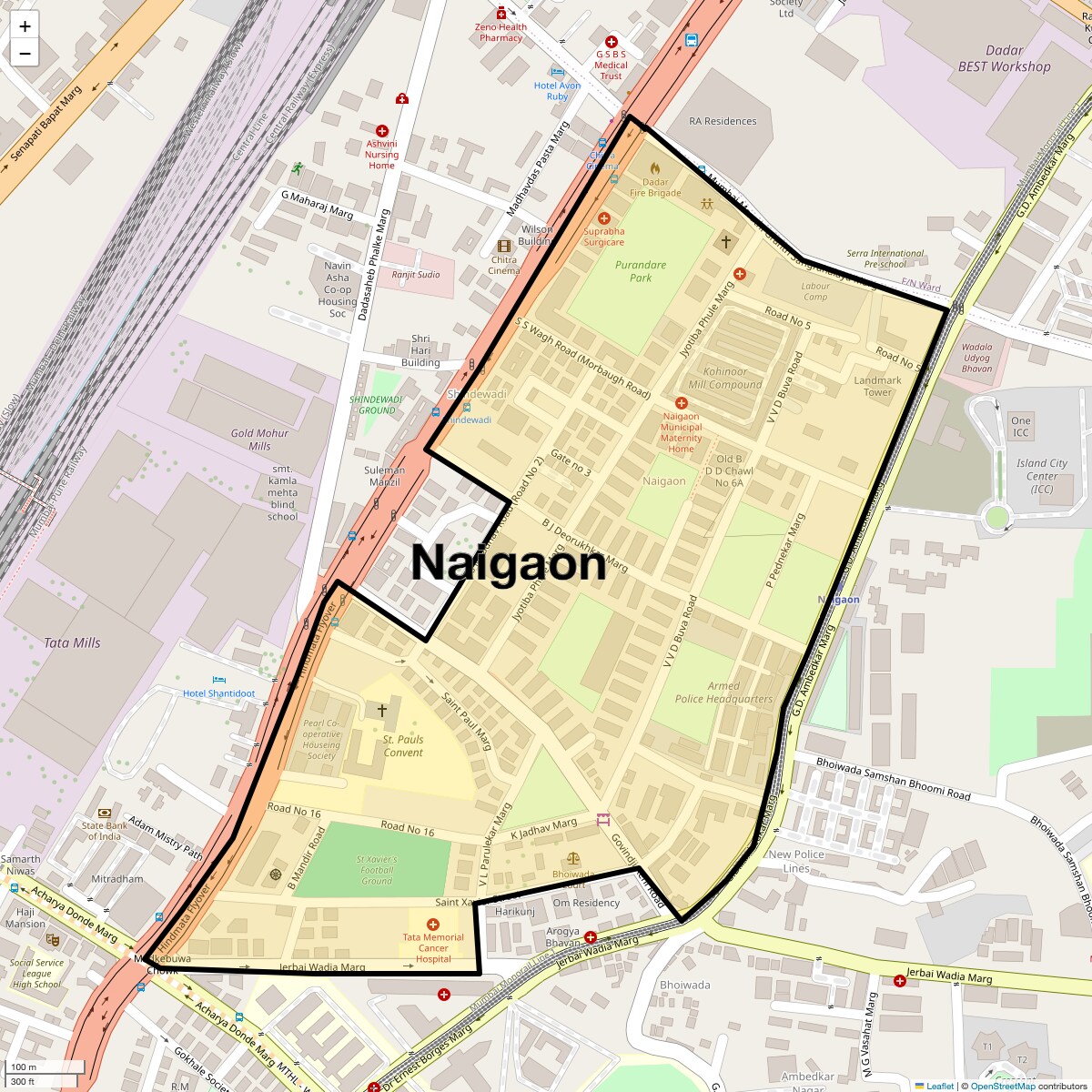 Location Map of Naigaon, Mumbai