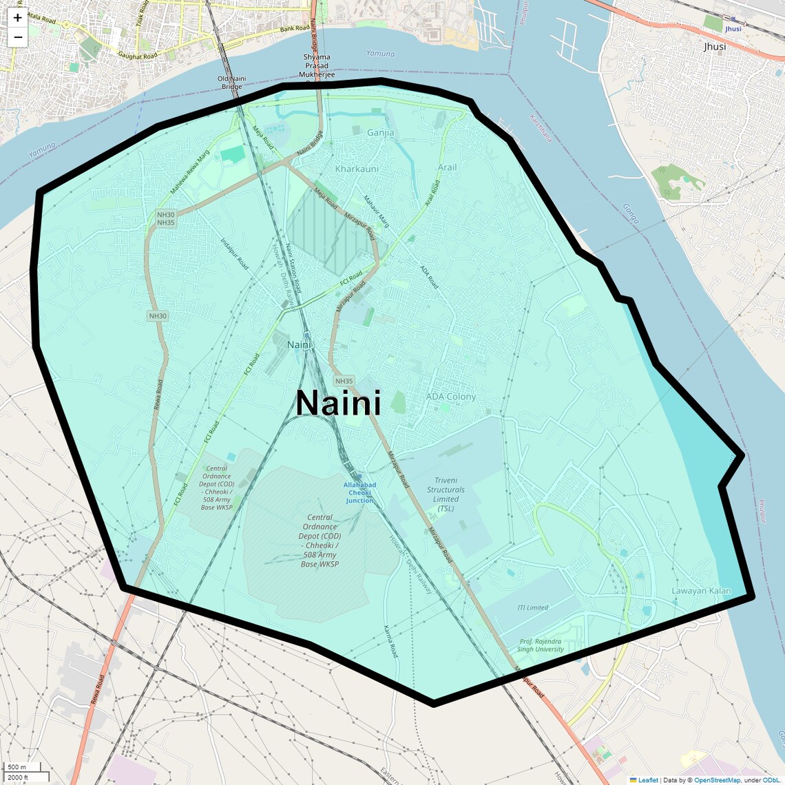 Location Map of Naini, Allahabad