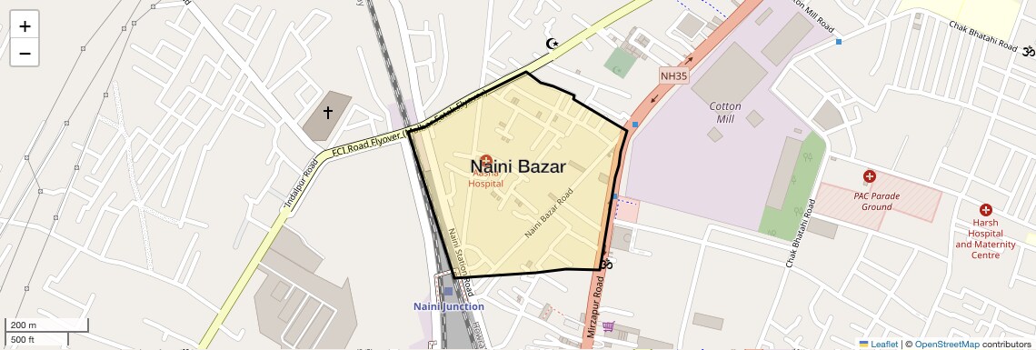 Location Map of Naini Bazar, Allahabad