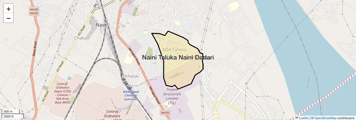 Location Map of Naini Taluka Naini Dadari, Allahabad