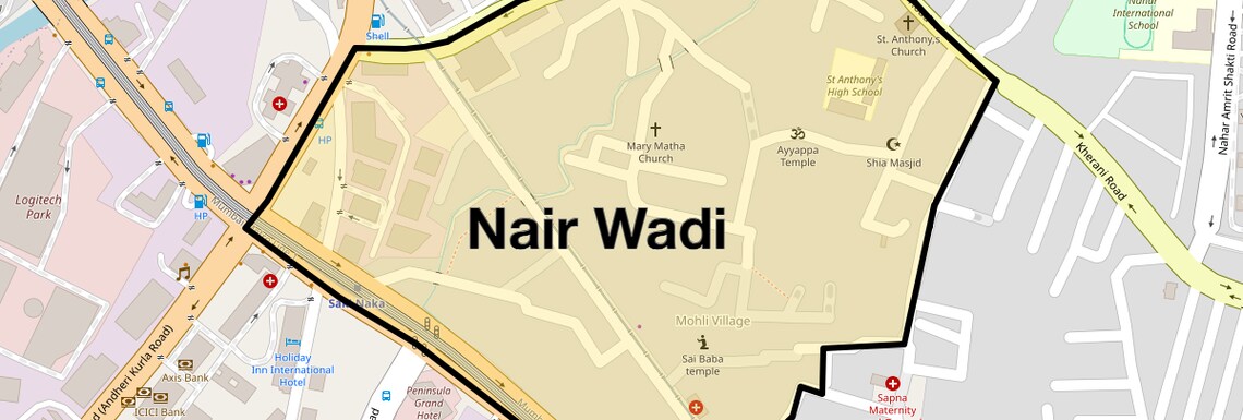 Location Map of Nair Wadi, Mumbai