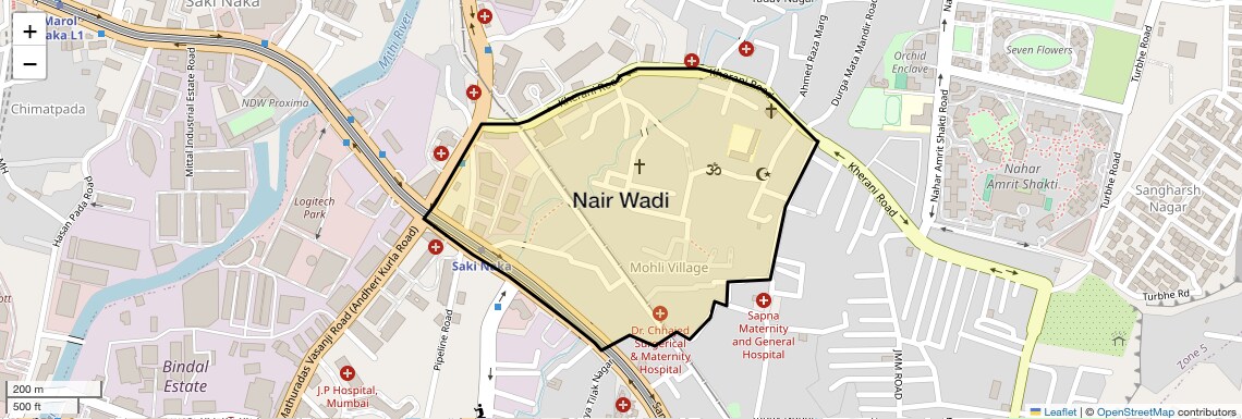 Location Map of Nair Wadi, Mumbai
