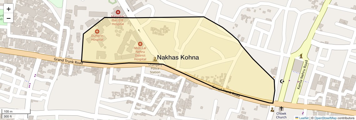 Location Map of Nakhas Kohna, Allahabad