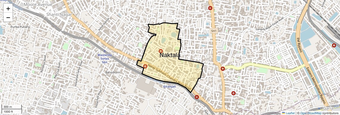 Location Map of Naktala, Kolkata