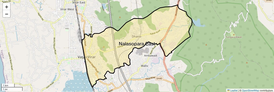 Location Map of Nalasopara East, Palghar