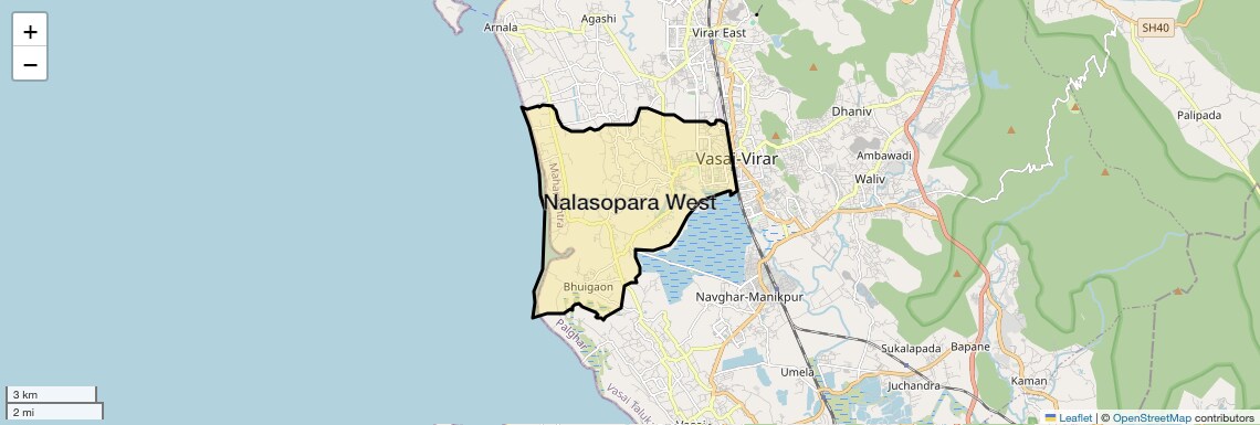 Location Map of Nalasopara West, Palghar