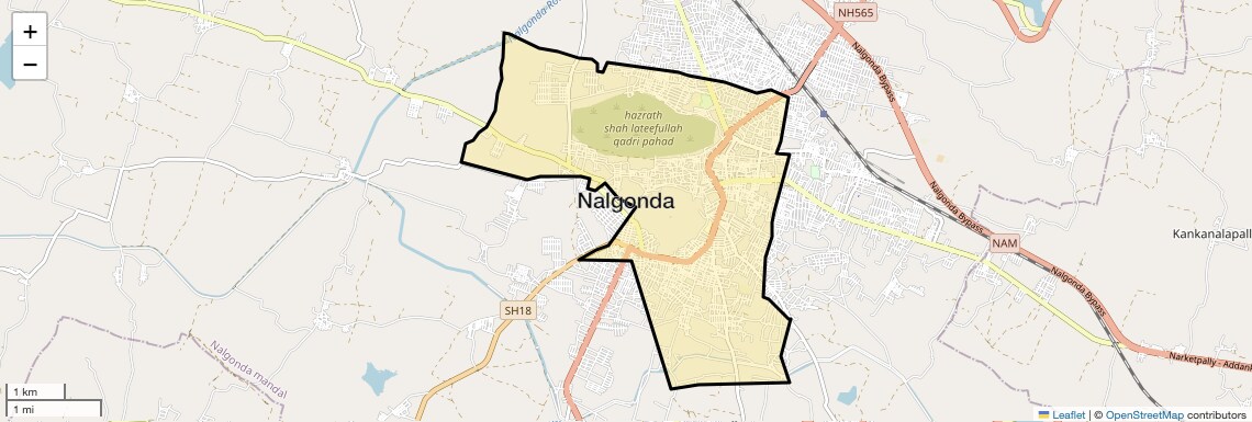 Location Map of Nalgonda, Hyderabad